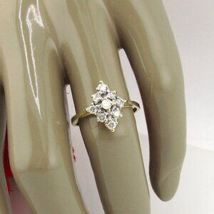 Diamond Cluster Ring Solid 10k Yellow Gold Sz 6 Genuine Natural Real